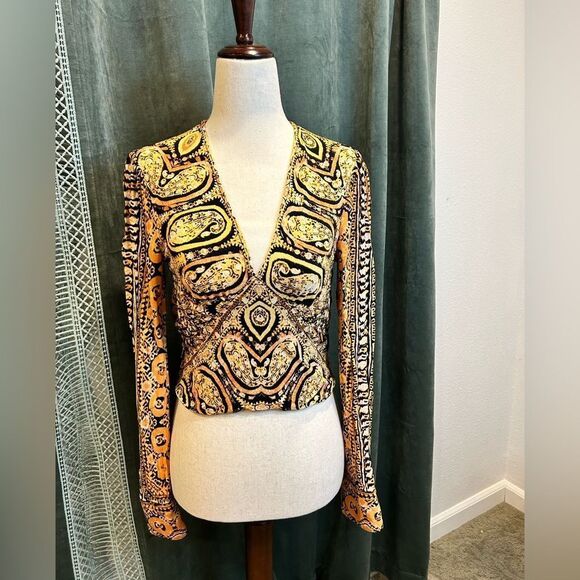 Free People 'Wild and Free' Cropped Blouse – Boho Style, Size S - Picture 3 of 11